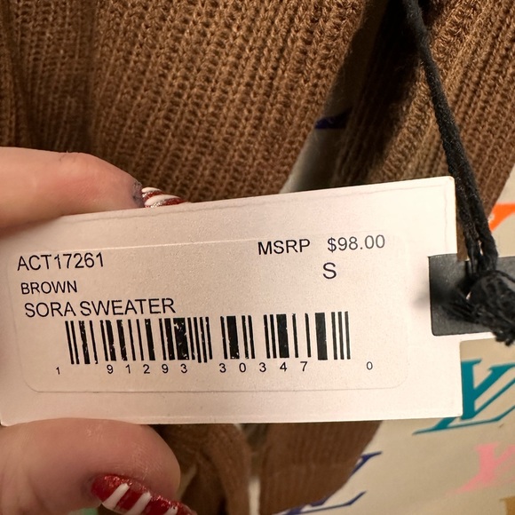 NWT ASTR SORA MOCK NECK CUTOUT TIE WAIST SWEATER - Picture 13 of 14